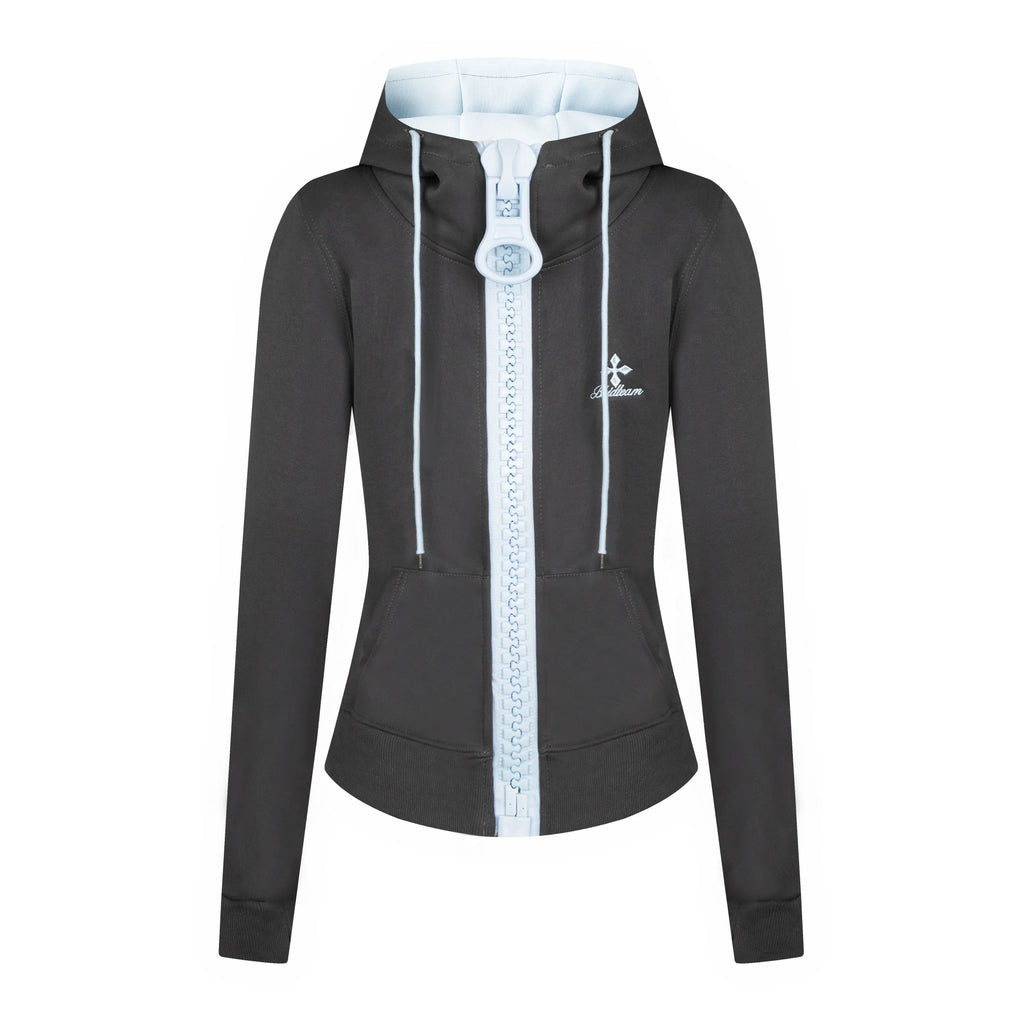 BADMUSE Contrast Big Zipper Hoodie